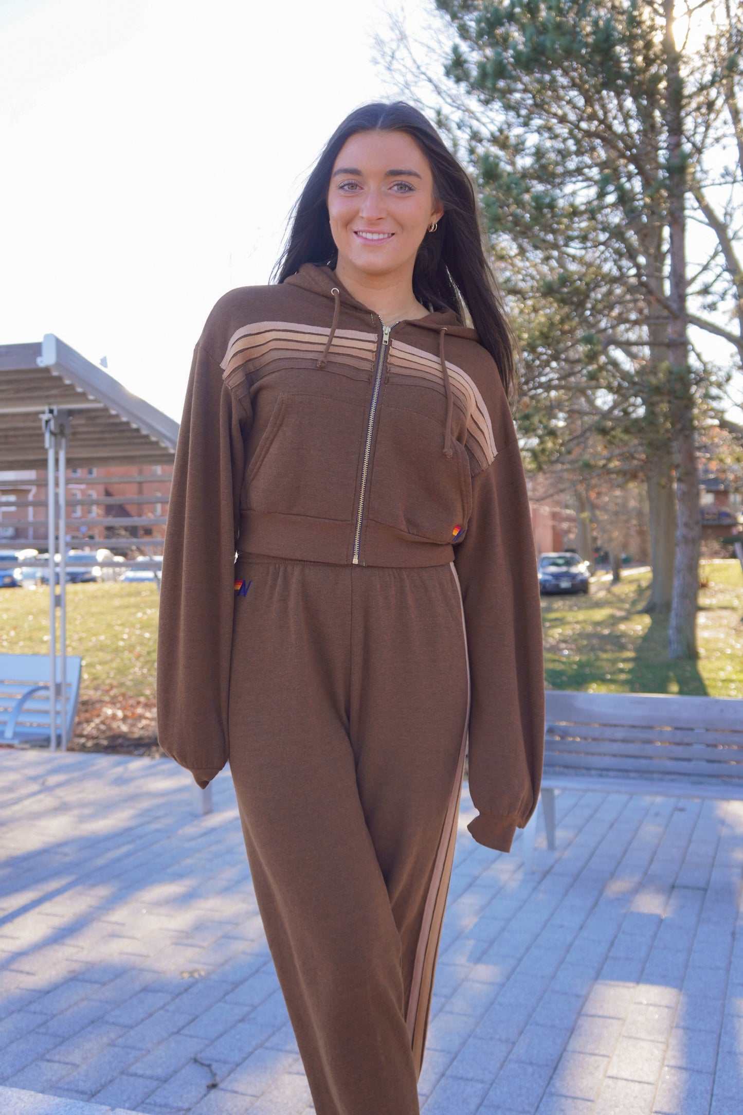 5 Stripe Relaxed Cropped Hoodie