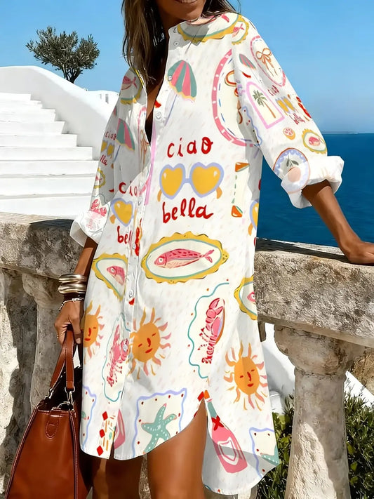 Ciao Bella Vacation Coastal Shirt Dress