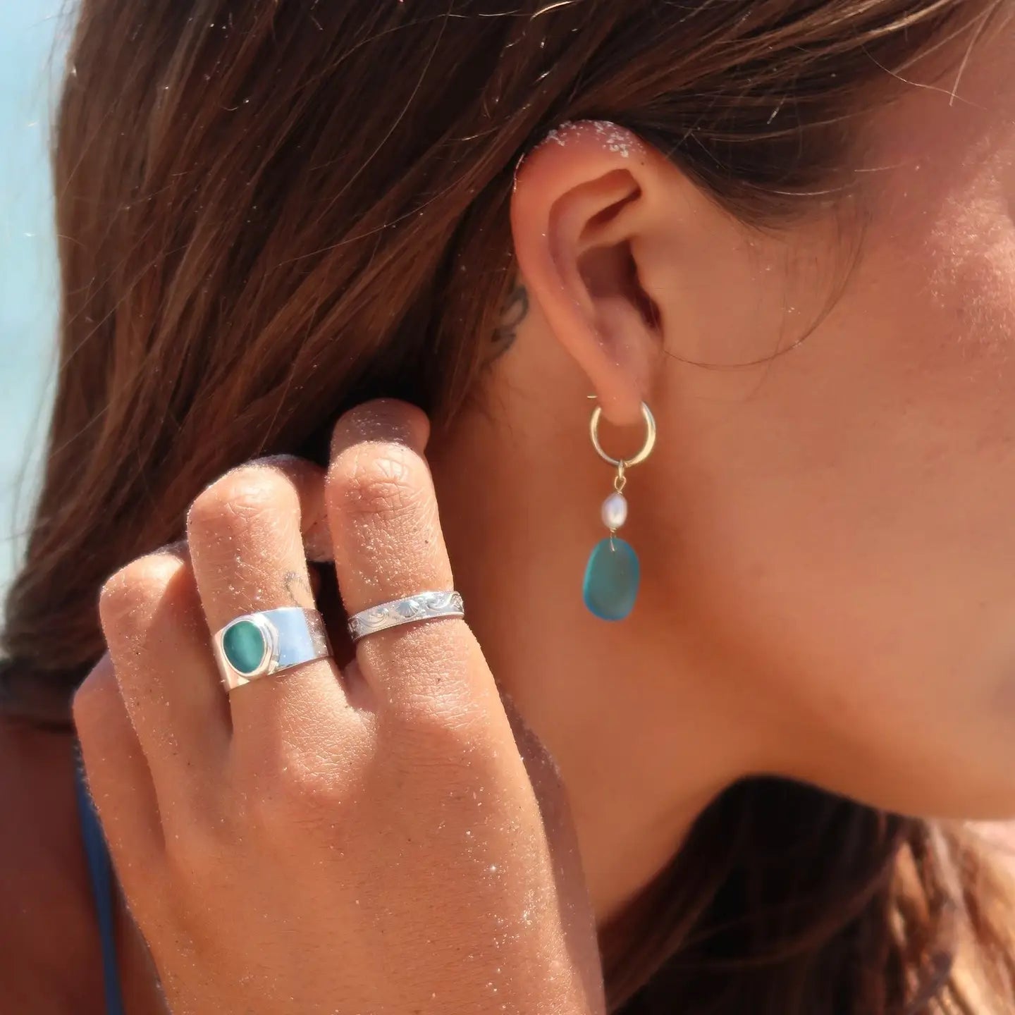Sea Glass Hoops