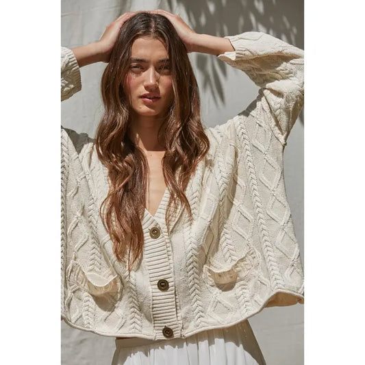 Casie Cropped Cable Knit Cardigan
