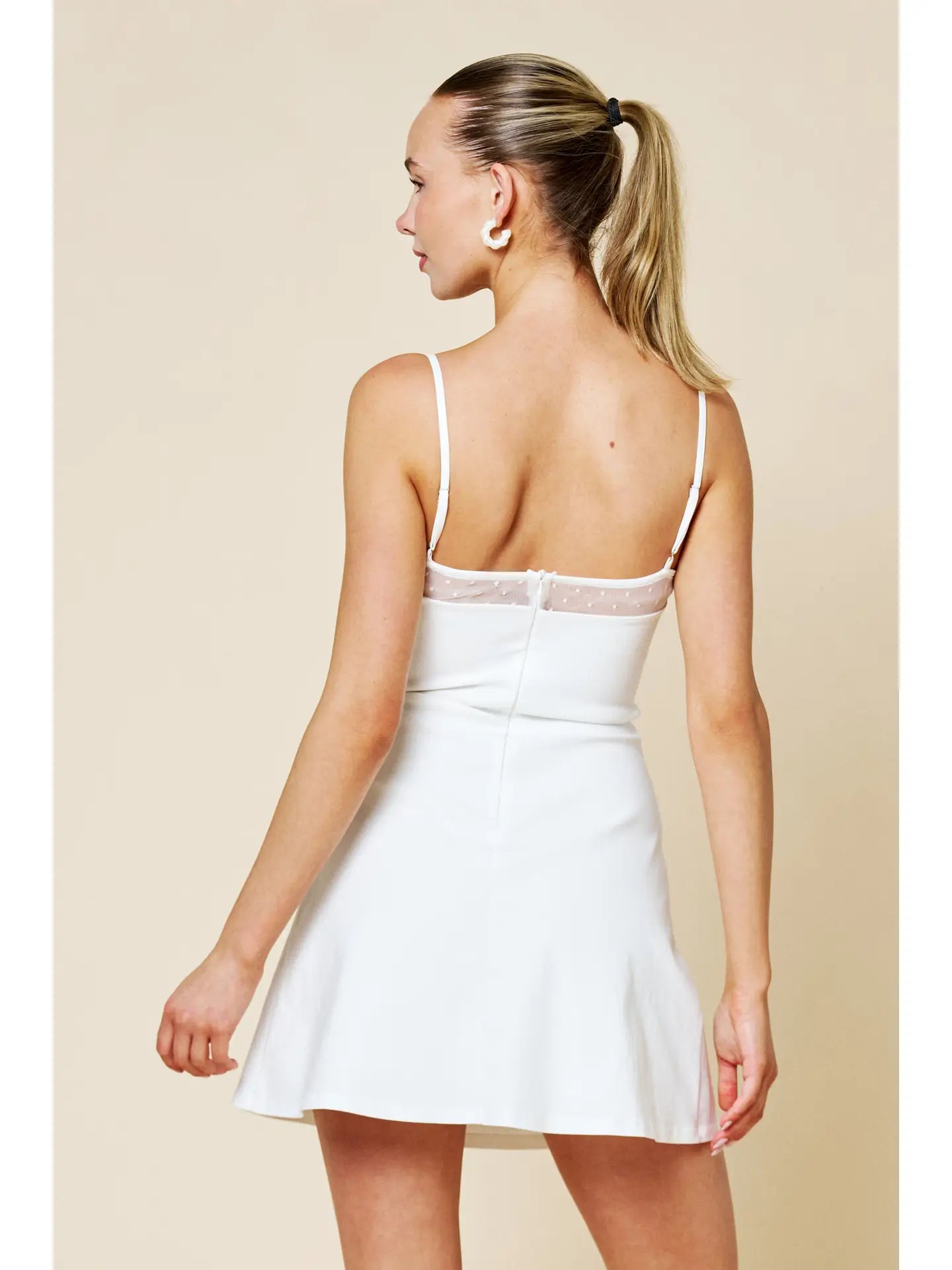 Mesh Polka Mini Dress