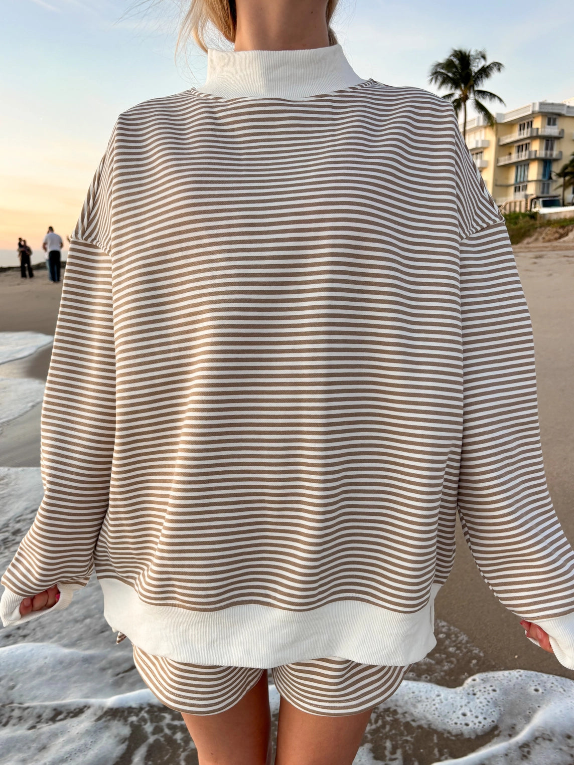Sunkissed Coconut Striped Mockneck