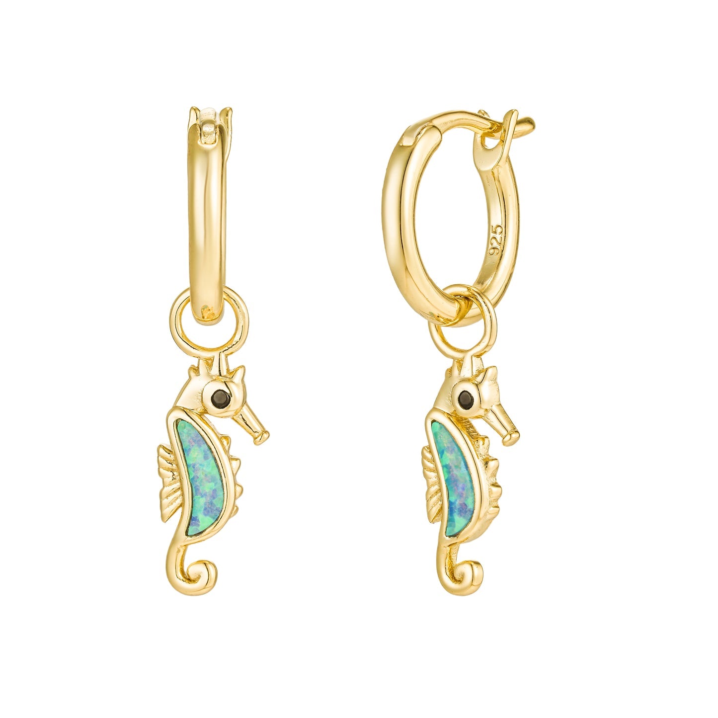 Salty Gem Gold Sea Horse Hoops