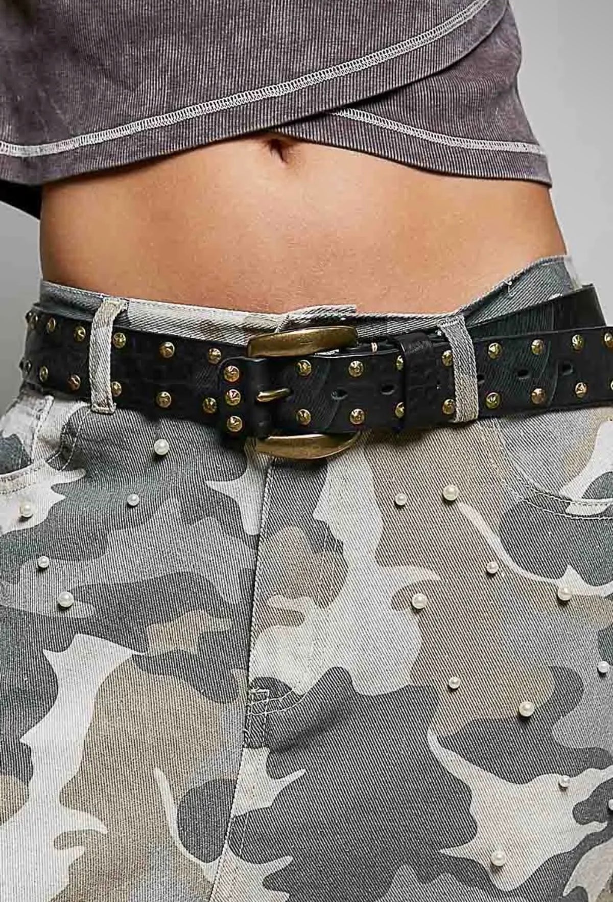 Starry Studded Genuine Leather Belt
