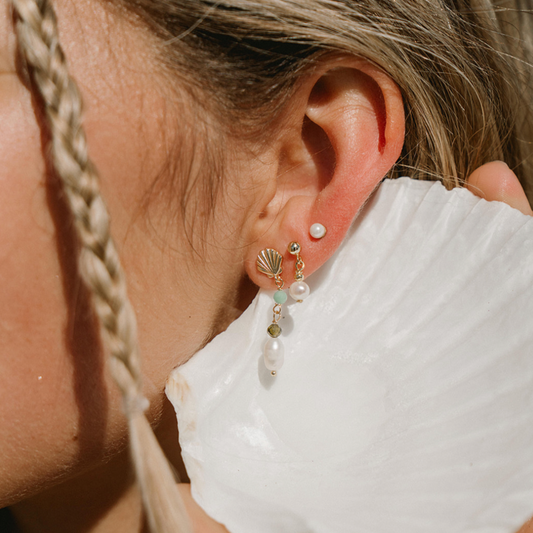 Salty Gem Gold Wind & Sea Earrings