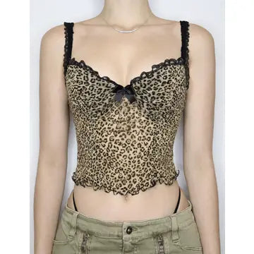 Sweetkama Missy Leopard Print Mesh Cami