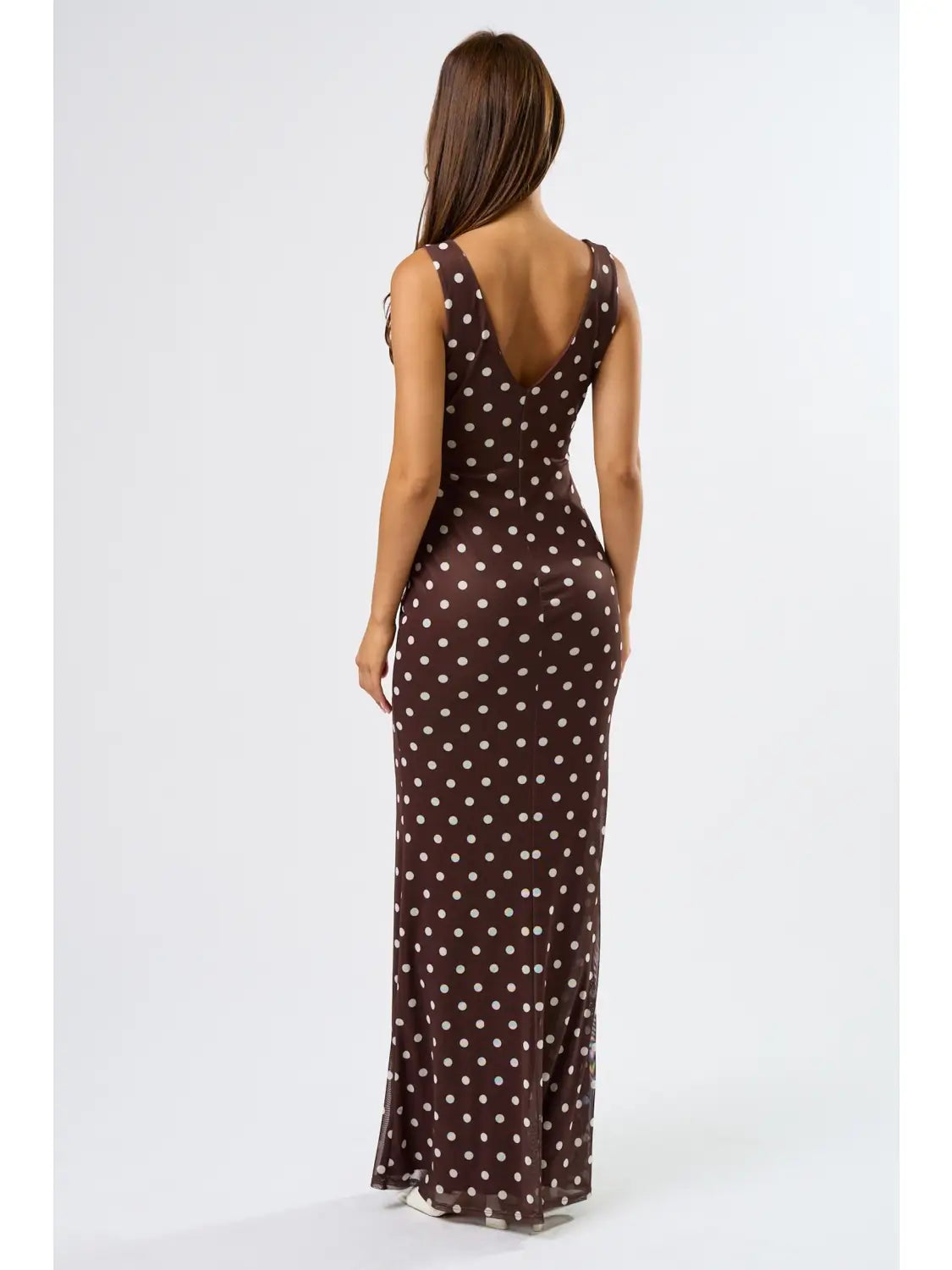 Cocoa Chic Polka Dot Maxi Dress